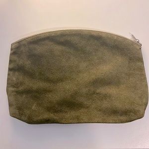 BAGGU Vintage Olive Suede Clutch / Pouch